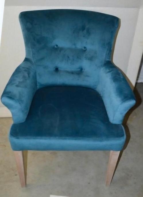 Stijlvolle Velours Armstoel in Prachtig Petrolblauw!, Huis en Inrichting, Stoelen, Zo goed als nieuw, Ophalen of Verzenden