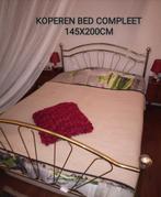2PERSOONS BED KOPER+beddengoed en matras en latoflex bodem, Huis en Inrichting, Slaapkamer | Bedden, Overige materialen, Ophalen of Verzenden