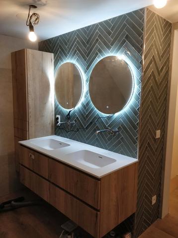 Miroirs de salle de bain ronds avec éclairage LED 60 cm
