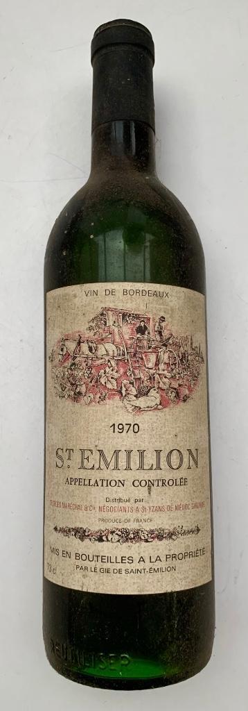Oude wijn - 1970 - St. Émilion - Saint-Émilion, Verzamelen, Wijnen, Rode wijn, Ophalen of Verzenden