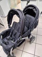 buggy voor twee kindjes met regenkap en voetenzak, Ophalen, Gebruikt, Zonnekap