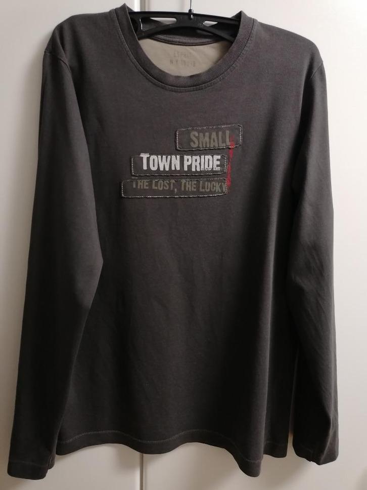 Donkergrijze T-shirt met vooraan print van Esprit, S, Kleding | Heren, T-shirts, Zo goed als nieuw, Ophalen of Verzenden