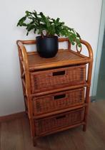 Vintage ladenkastje in bamboe, Huis en Inrichting, Ophalen, Minder dan 50 cm, Zo goed als nieuw, 3 of 4 laden