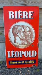 Emaille reclame bord 1931 Biere Leopold Brussel, Verzamelen, Ophalen of Verzenden, Gebruikt, Reclamebord