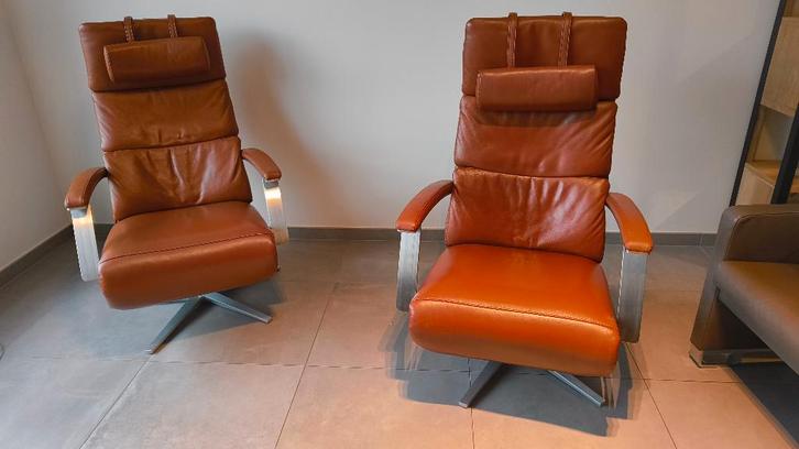 relaxzetel - 2 stuks  (electrisch, op oplaadbare batterij), Huis en Inrichting, Fauteuils, Zo goed als nieuw, Leer, 50 tot 75 cm