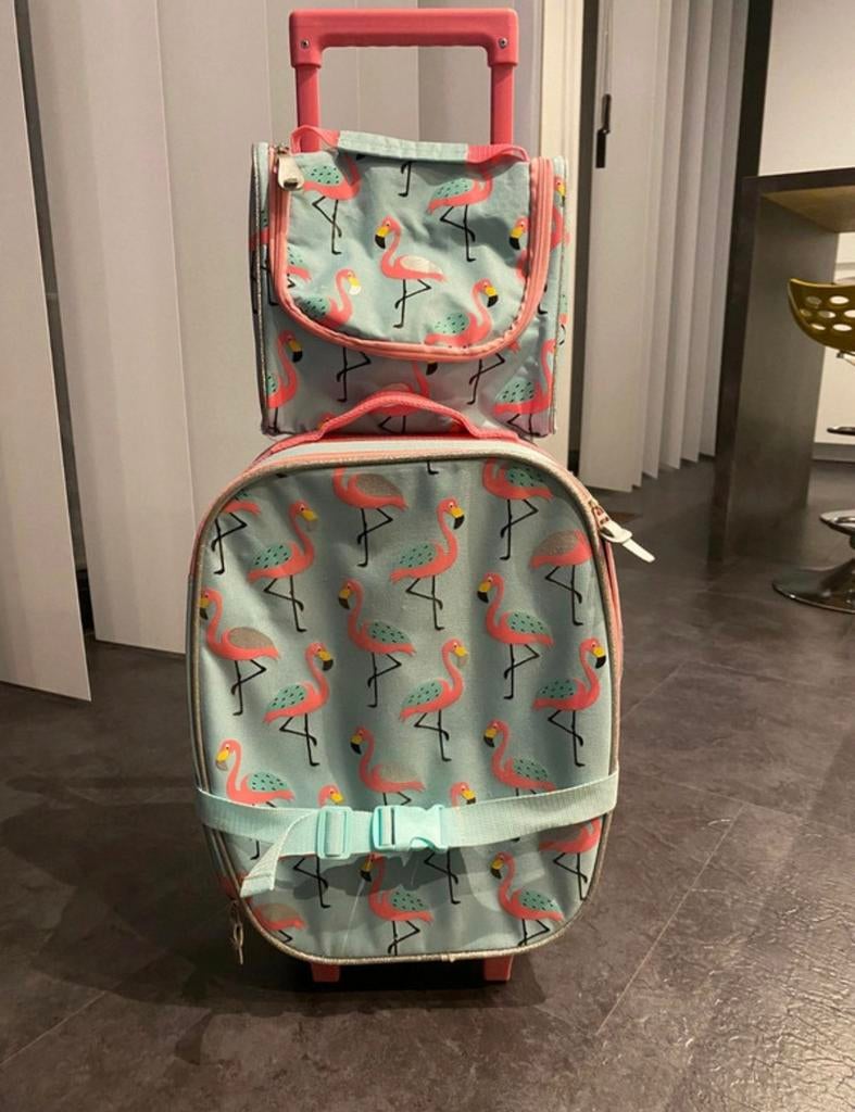 Set valise pour enfant + trousse de toilette, Enlèvement ou Envoi, Roulettes, 35 à 55 cm, Utilisé