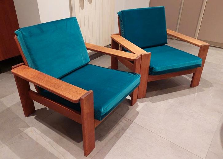Fauteuil monoplace vintage en chêne massif.
2 pièces disponi, Maison & Meubles, Fauteuils, Enlèvement