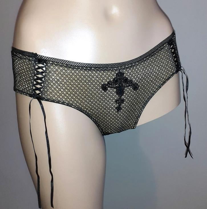 Slip goud met zwart kant en corset effect 6ixty 8ight S, Vêtements | Femmes, Sous-vêtements & Lingerie, Slip, Noir, Enlèvement ou Envoi