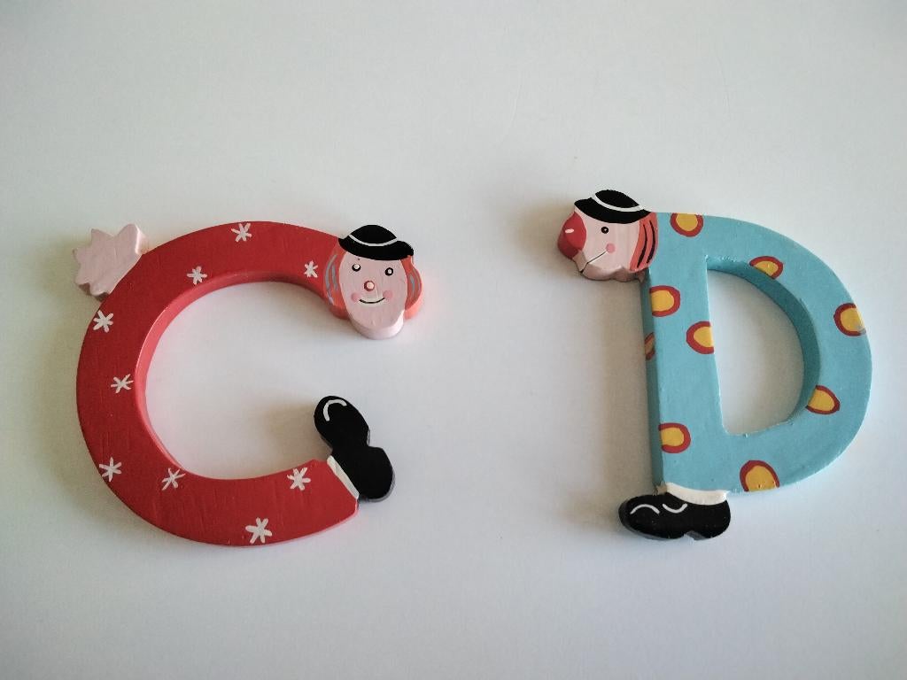 Decoratieve letters voor kinderen in gelakt hout JANOD C - D, Ophalen of Verzenden, Zo goed als nieuw, Wanddecoratie