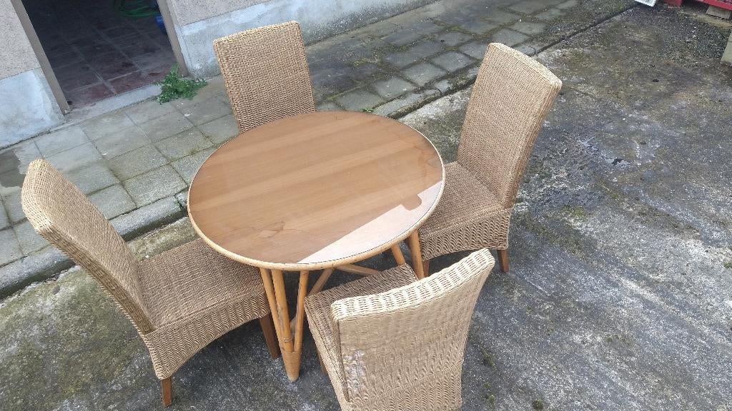 Ensemble de jardin. Table et 4 chaises. Mobilier de jardin, Jardin & Terrasse, Rotin, Salons de jardin, Utilisé, Enlèvement