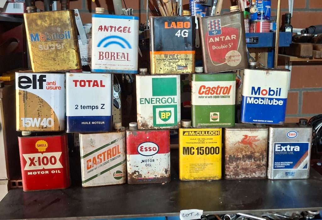 Mooi lot oude olieblikken van 15st met mooie patina, Collections, Enlèvement ou Envoi