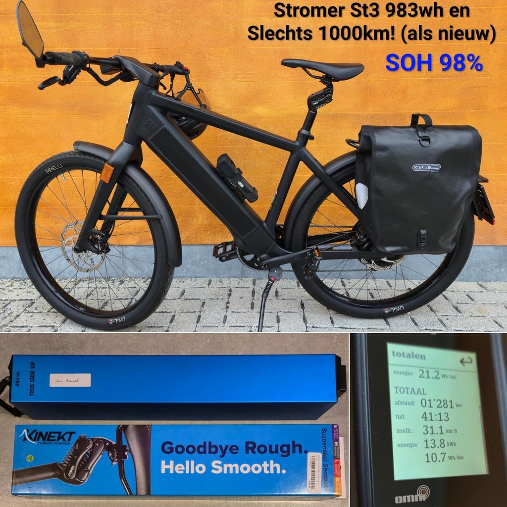 Stromer St3 Sport black L Kinekt 983Wh Speedpedelec, Fietsen en Brommers, Ophalen, Zo goed als nieuw, 51 tot 55 cm, Stromer