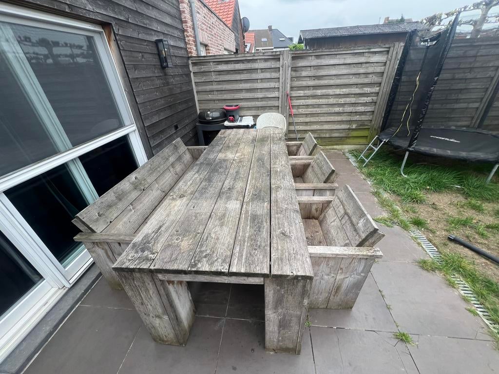Tuintafel steigerhout, Ophalen, Gebruikt, Bank, 6 zitplaatsen