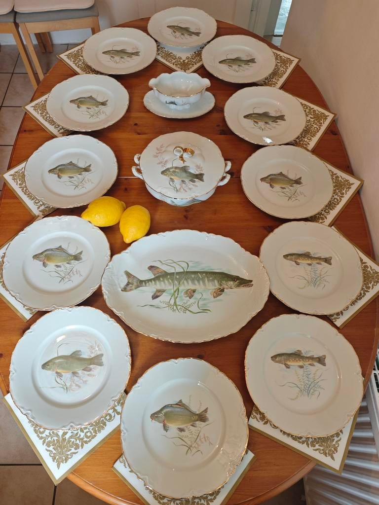 Service de table vintage peint à la main 12 personnes p