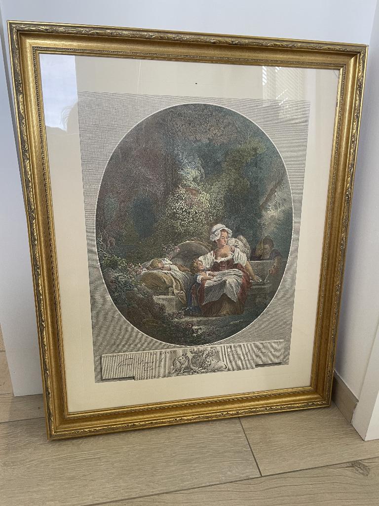 ingekaderde kleurengravure "La bonne mère", Enlèvement