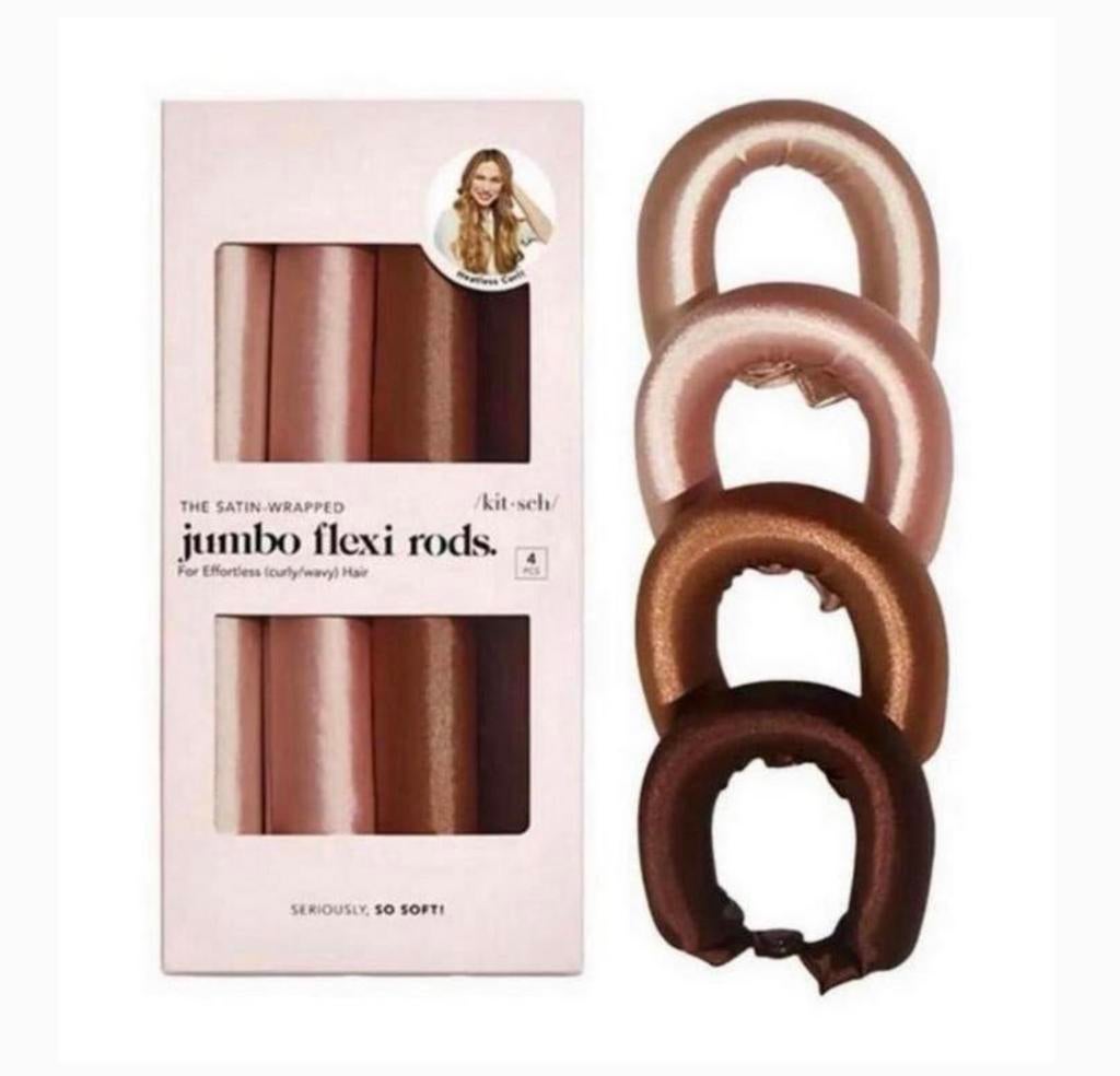 Kitsch Satin Wrapped Jumbo Flexi Rods Rosewood voor krullen, Handtassen en Accessoires, Uiterlijk | Haarverzorging, Nieuw, Ophalen of Verzenden