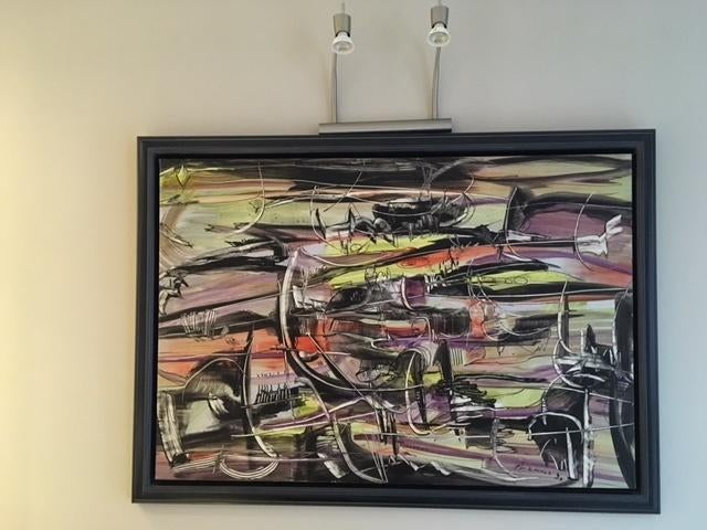 Peinture abstraite de Etienne dans bel encadrement 120x85 cm, Antiquités & Art, Art | Peinture | Abstraite, Enlèvement