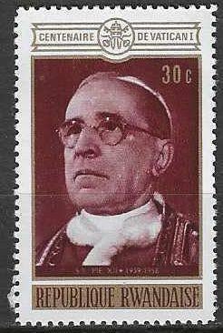 Rwanda 1970 - Yvert 402 - Paus Pius XII (PF), Verzenden, Postfris