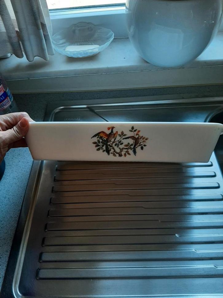 Arcopal ovenschaal met vogels – vintage Frankrijk, Huis en Inrichting, Keuken | Servies, Ophalen of Verzenden