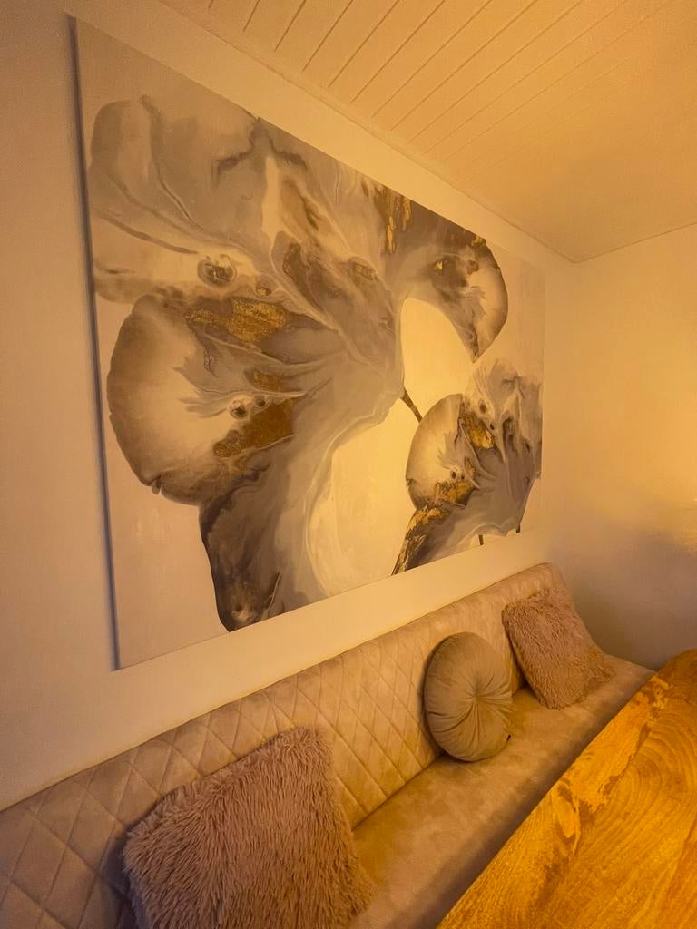 XXL Canvas Abstract Goud en Blauw, Ophalen