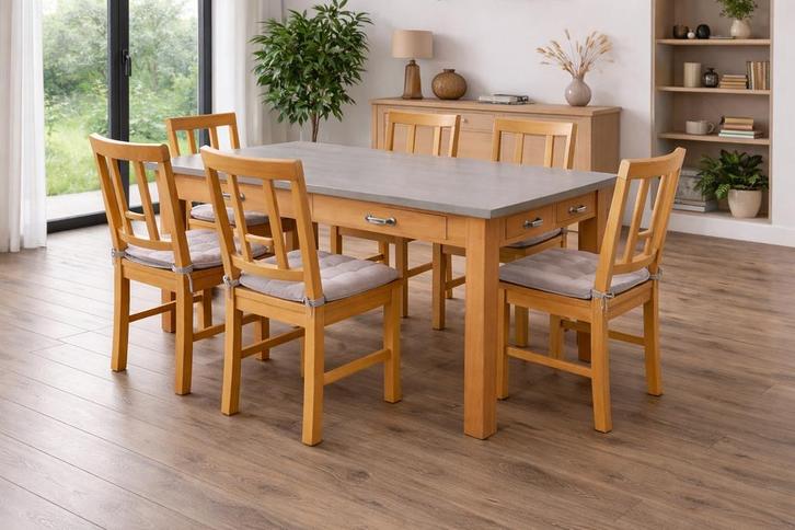 Table a manger+6 chaises – Eettafel 180x90 cm met 6 stoelen, Huis en Inrichting, Complete eetkamers, Gebruikt, 4 tot 6 stoelen
