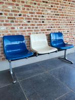 3-zits wachtkamer stoelenrij, aluminium onderstel,, Huis en Inrichting, Ophalen, Blauw