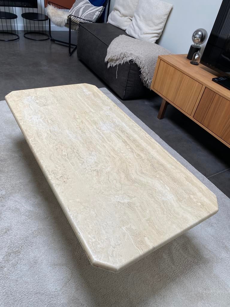 Travertin salontafel rechthoekig, Huis en Inrichting, Ophalen, Gebruikt, 50 tot 100 cm, 100 tot 150 cm