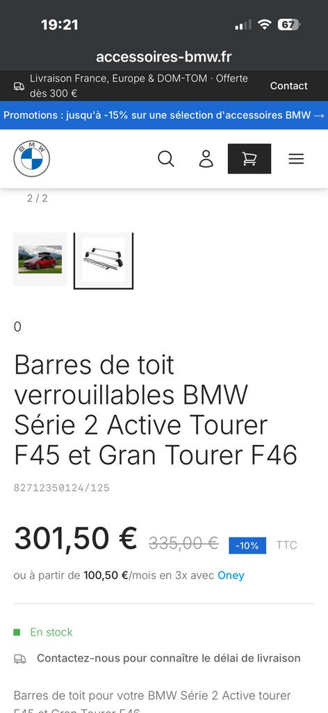 Barre de toit BMW série 2 grand tourer 2016