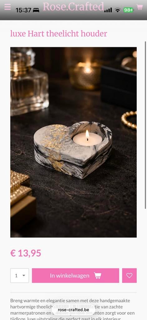 Coeur en plâtre moulé avec bougie chauffe-plat, Enlèvement ou Envoi, Fait main