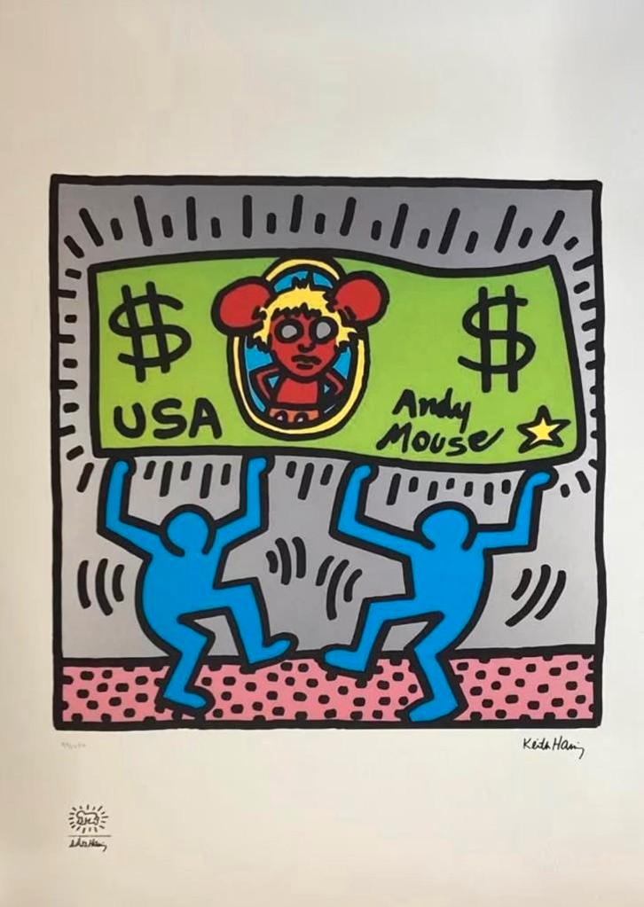 Keith Haring - États-Unis Andy Mouse $, Antiquités & Art, Art | Lithographies & Sérigraphies, Enlèvement ou Envoi