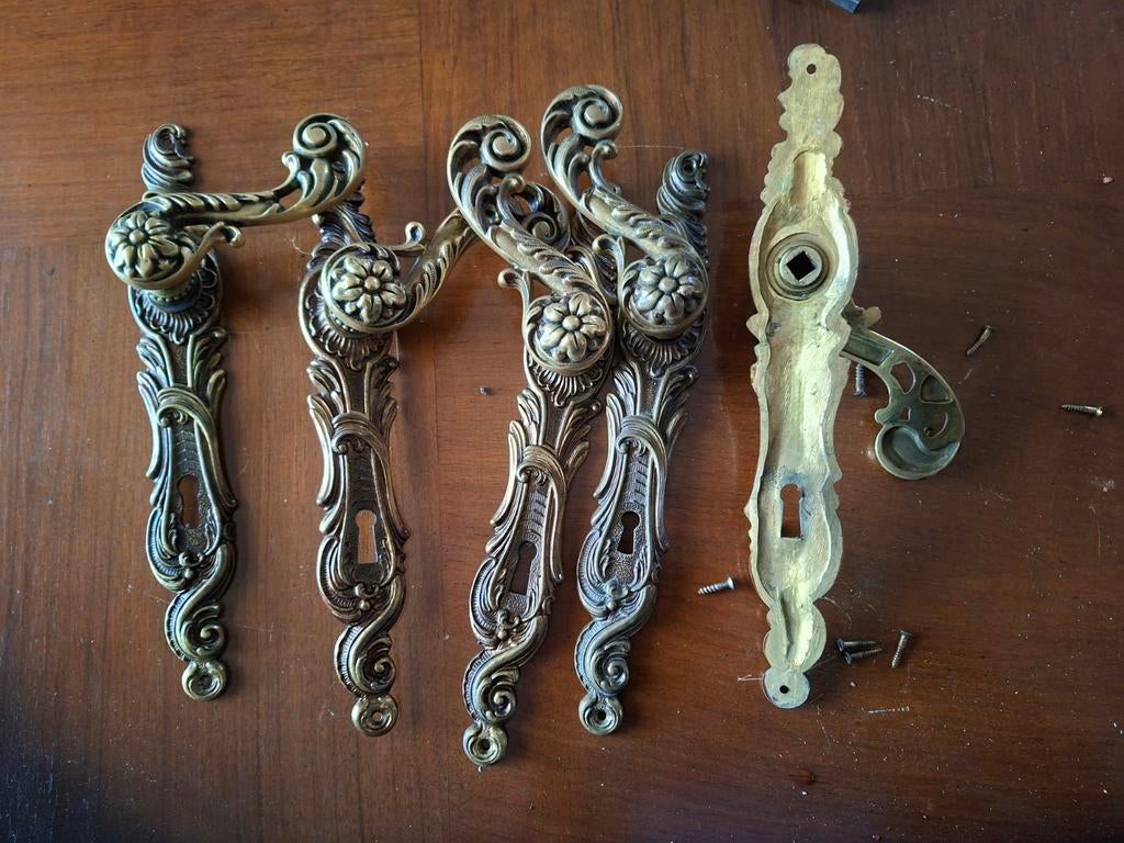 5 Art Nouveau messing deurklinken, Bijoux, Sacs & Beauté, Piercings, Enlèvement ou Envoi