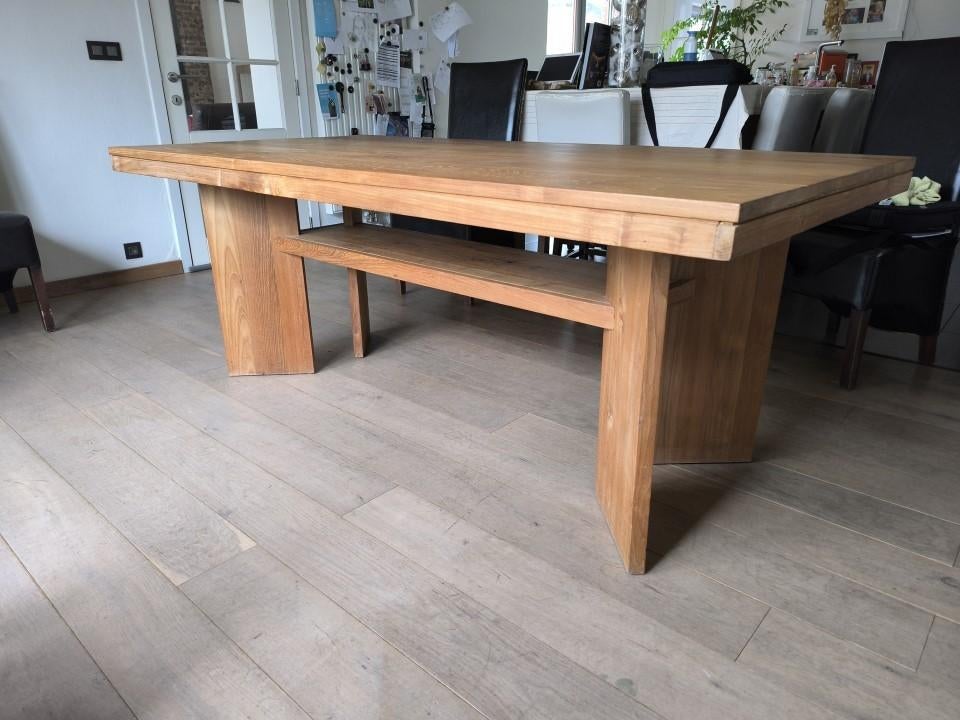 Unieke Teak tafel als nieuw, Huis en Inrichting, Tafels | Eettafels, Zo goed als nieuw, 100 tot 150 cm, 200 cm of meer, Vijf personen of meer
