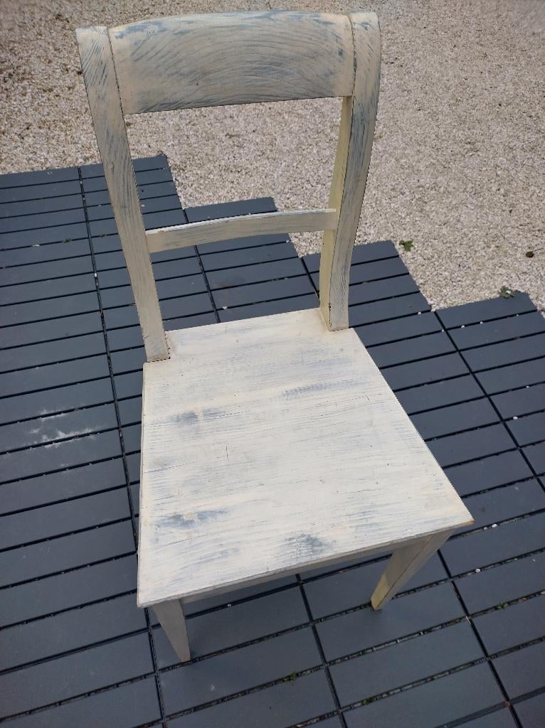 Vintage cottage houten stoelen 4 stuks, Maison & Meubles, Chaises, Enlèvement, Blanc, Bois, Vintage
