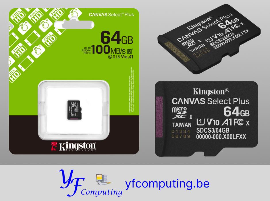 Kingston Canvas Select Plus microSD 64 Go, Neuf, Autres, MicroSD, 64 GB