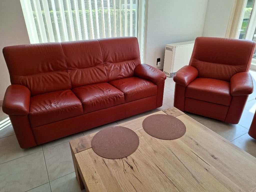 Lederen salon, Ophalen, Gebruikt, Leer, Rechte bank