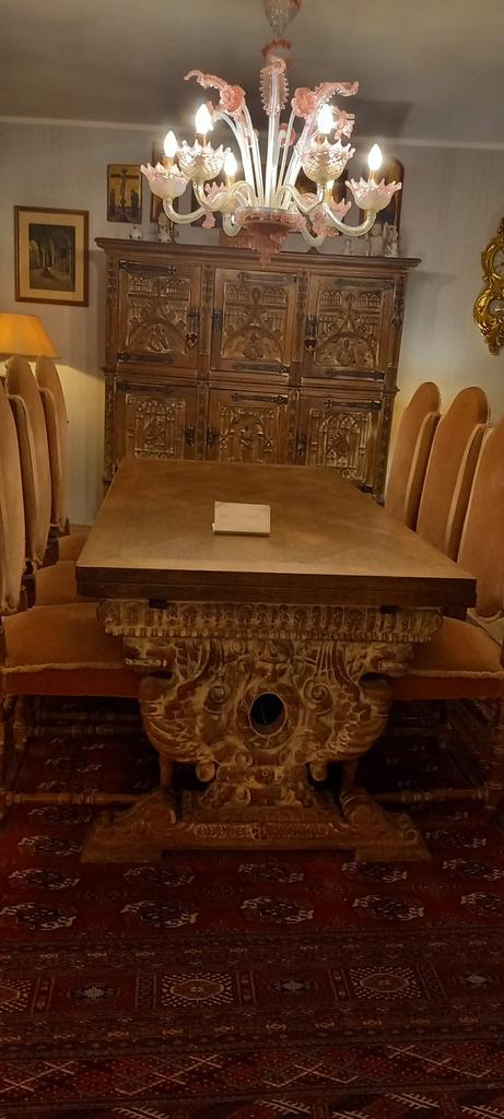Prachtige massieve eiken eetkamer – neogotische stijl, Enlèvement