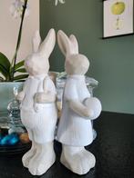 Set met 2 paashazen in keramiek, Diversen, Pasen, Ophalen of Verzenden, Zo goed als nieuw