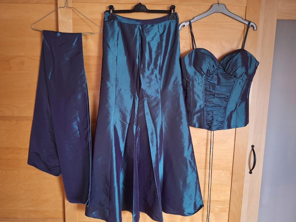 Bustier avondset. Rok. stola., Kleding | Dames, Ophalen of Verzenden, Gedragen, Maat 42/44 (L)