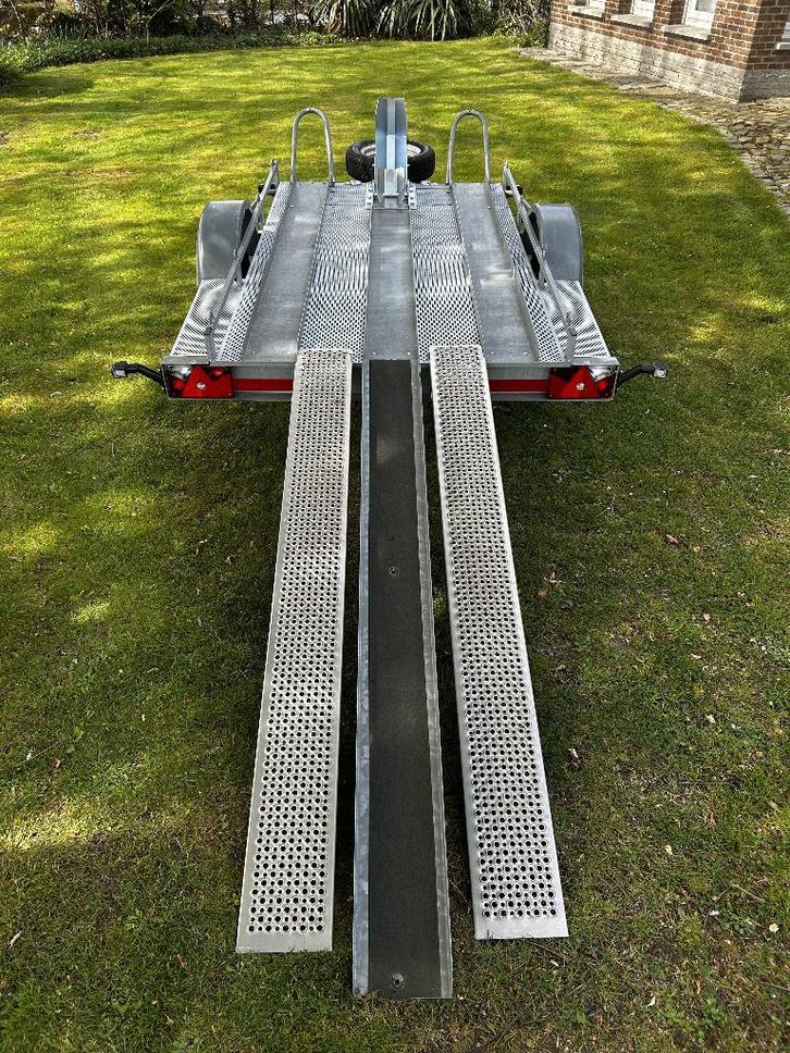 Remorque pour 3 motos avec options et certificat COC, Autos : Divers, Remorques, Comme neuf, Enlèvement