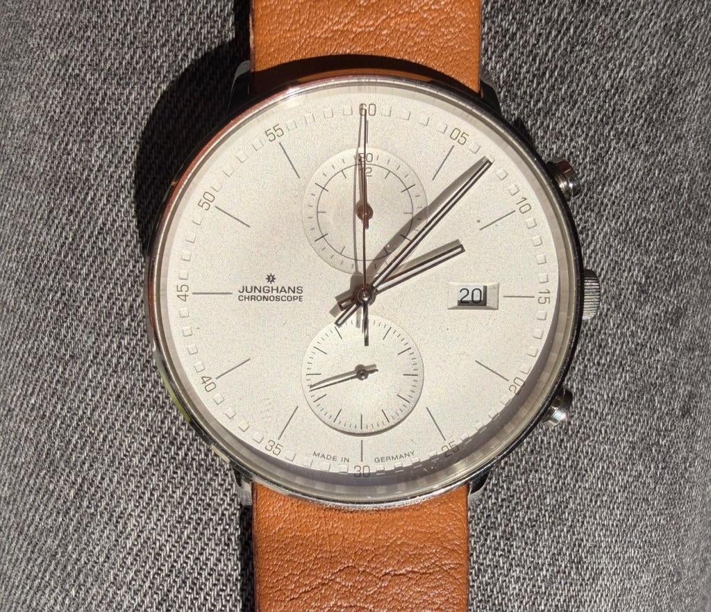 Junghans Form C - horloge quartz, Handtassen en Accessoires, Horloges | Heren, Overige merken, Leer, Staal, Polshorloge