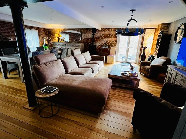 Grand canapé 4 places avec meridienne, Maison & Meubles, Canapés | Coins salons complets, Comme neuf, Autres matériaux, Enlèvement