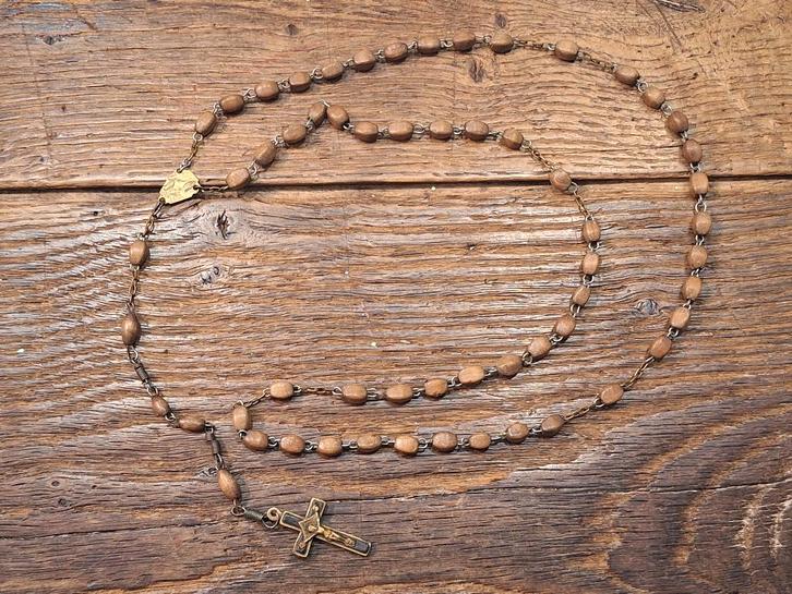 oude grote bruine houten paternoster, begin 1900, Antiek en Kunst, Curiosa en Brocante, Ophalen of Verzenden