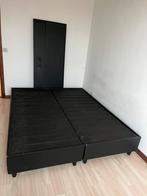 Tweepersoonsbed met lederen hoofdbord 160x200, Huis en Inrichting, Ophalen, Gebruikt