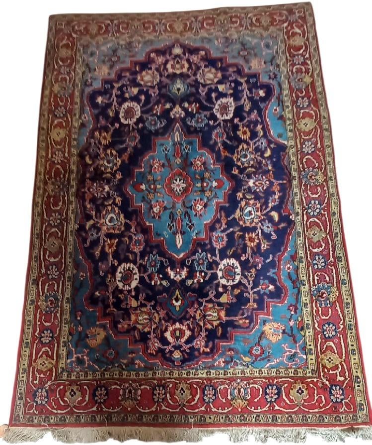 "Ghom" Perzisch handgeknoopt tapijt., Antiek en Kunst, Ophalen of Verzenden