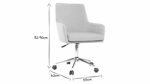 Chaise de bureau SHANA tissu gris clair et  pieds chromés, Huis en Inrichting, Bureaustoelen, Zo goed als nieuw, Bureaustoel, Grijs