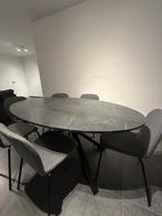 Table noir marbre avec 6 chaises, Maison & Meubles, Tables | Tables à manger, Enlèvement, Comme neuf