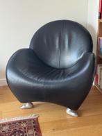 Leolux Papageno fauteuils — zwart leer, Huis en Inrichting, Fauteuils, Ophalen, Gebruikt, 75 tot 100 cm, Leer