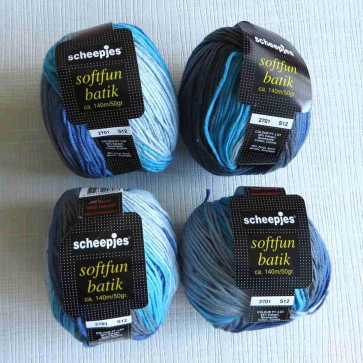 Scheepjes garen Softfun Batik (lot 4 kluwen), Hobby en Vrije tijd, Breien en Haken, Nieuw, Breien, Naald, Ophalen of Verzenden