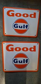 Good gulf en Gulf no nox emaillen benzinepomp borden vintage, Verzamelen, Ophalen of Verzenden, Gebruikt, Reclamebord