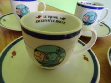 4 Tasses expresso + 4 soucoupes Tintin - Rackham le rouge, Enlèvement ou Envoi, Tintin, Neuf, Ustensile